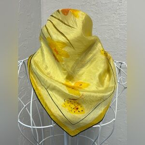 Vintage Vera  Neumann Yellow Orange Black Daffodil Butterfly Ladybug Silk Scarf